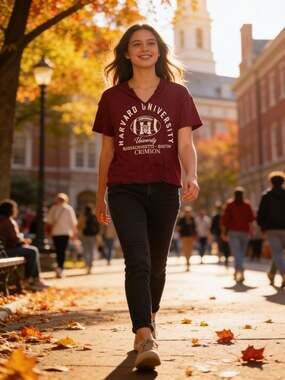 Grayson Threads Harvard University Notched-Neck Graphic T-Shirt Burgundy XL